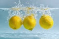 Lemons Splashing in Water Royalty Free Stock Photo