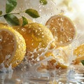 Lemons Splashing in Water