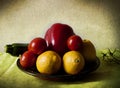 Lemons and vegetables in chiaroscuro