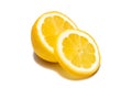 Lemons on white background. Pieces of lemons