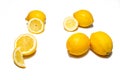 Lemons on white background. Pieces of lemons