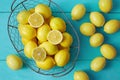 Lemons in a Wire Basket Royalty Free Stock Photo