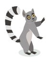 Cute Lemur Cartoon Icon in Flat Design