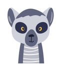 Lemur cute animal baby face vector illustration. Hand drawn style nursery character. Scandinavian funny kid design Royalty Free Stock Photo