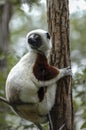 Lemur in the foreground. Madagascar forest Royalty Free Stock Photo