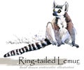 Lemur hand drawn watercolor illustration