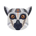 Lemur Head Logo. Madagascar lemur Vector decorative Emblem.