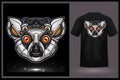 Lemur head robot mascot. esport logo design with t-shirt preview