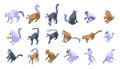 Lemur icons set, isometric style Royalty Free Stock Photo