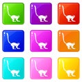 Lemur monkey icons 9 set