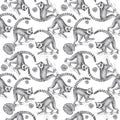 Lemur pattern with tropical leaves