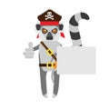 Lemur pirate with banner card