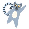 Lemur say hello icon, cartoon style