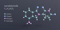 lenalidomide molecule 3d rendering, flat molecular structure with chemical formula and atoms color coding