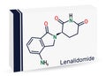 Lenalidomide molecule. It is immunomodulatory drug with antineoplastic, anti-angiogenic, anti-inflammatory properties. Skeletal Royalty Free Stock Photo