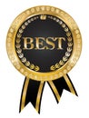 Luxury gold best award badge with diamond border and black ribbon design Royalty Free Stock Photo