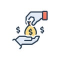 Color illustration icon for Lenders, creditor and borrow Royalty Free Stock Photo