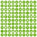 100 lending icons hexagon green