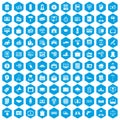 100 lending icons set blue