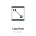 Lengthen outline vector icon. Thin line black lengthen icon, flat vector simple element illustration from editable geometry