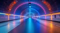 Long Tunnel With Blue Light at the End Royalty Free Stock Photo