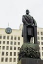 Lenin against the backdrop of the government building. Belarus Royalty Free Stock Photo