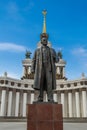 Lenin Monument and Central Pavilion on VDNKh, Moscow, Russia