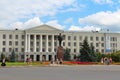 Lenin monument and Pskov State University. Pskov city, Russia.