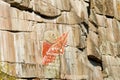 Lenin`s portrait on the mountain