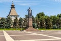 Lenin Square and a monument to Lenin in the city of Astrakhan