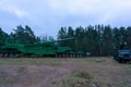 Large-caliber railway artillery gun. Fort Red Hill, Krasnaya Gorka, Leningrad. Maritime railway artillery. Soviet weapons