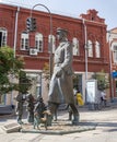 Leningradskaya street. Sculpture `Uncle Styopa - Policeman`. Samara.