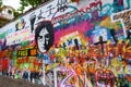 Lennon Wall filled with graffiti in Prague, Czech Republic