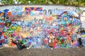 The Lennon Wall or John Lennon Wall, Prague Czech Republic. Since the 1980s it has been symbol of global ideals such as love and p