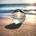 Lens Ball On Ocean Beach