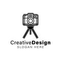 lens camera with tripod logo Ideas. Inspiration logo design. Template Vector Illustration. Isolated On White Background Royalty Free Stock Photo