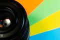 Lens on colored background