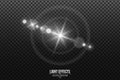 Lens effect isolated on a black transparent background. White glare and flare. Abstract lights bokeh. Realistic star footage.