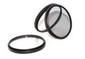 Black metallic lens filters isolated white background