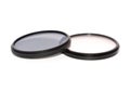 Black metallic lens filters isolated white background