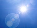 Lens flare in the afternoon on blue sky Royalty Free Stock Photo