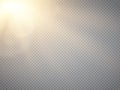 Lens flare light effect. Sun rays with beams isolated. Vector Royalty Free Stock Photo