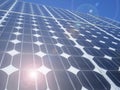Lens flare solar panel photovoltaic cells Royalty Free Stock Photo