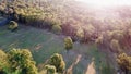 Wooded farmland in the Australian bush at sunset