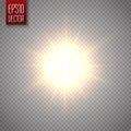 Lens flare vector illustration. Sun on transparent background.