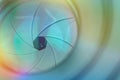 Lens front side exposed aperture blades Royalty Free Stock Photo