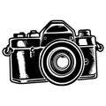 Lens photo camera isolated vector illustration on white background. Royalty Free Stock Photo