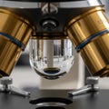 The lens reflects an image of a laboratory setting with windows and Royalty Free Stock Photo