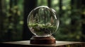 Lens Sphere Crystal Ball Focusing Sun Rays and magnifying and reflecting countryside woodland