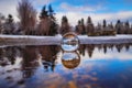 Lensball Puddle Reflections Royalty Free Stock Photo